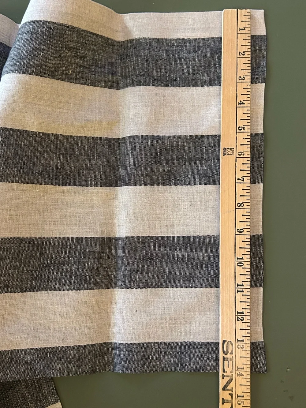 100% Linen Solino Home Table Runner Black Cabana Stripe 14x72 New